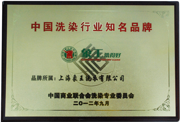中國(guó)洗染業(yè)知名品牌榮譽(yù)牌匾